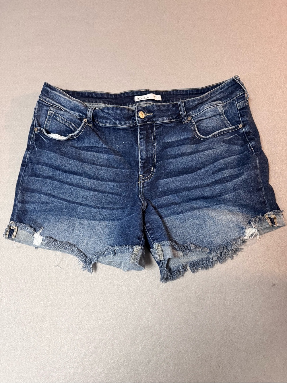 KanCan Dark Blue Distressed Denim Shorts Womens Size 18
